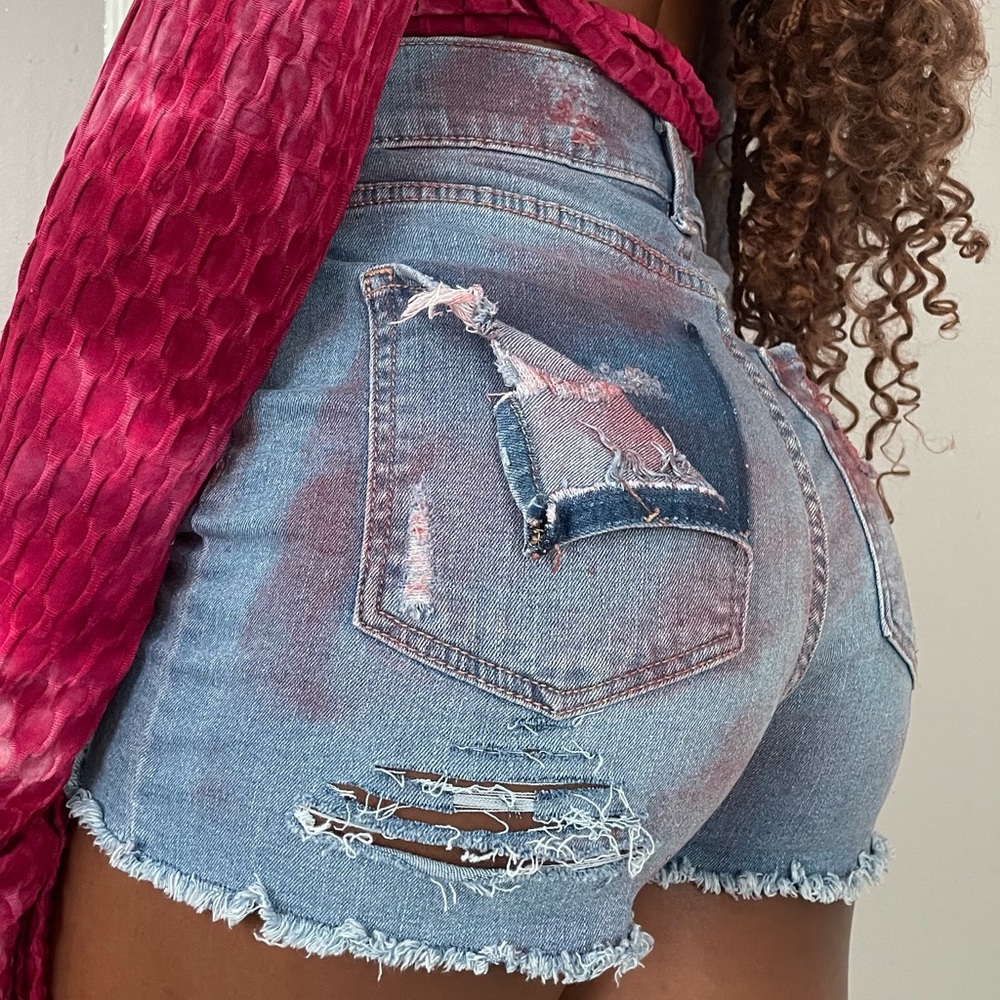 Distressed Denim Shorts